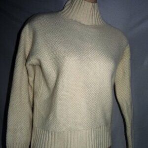 Everlane chunky wafle knit 100% cashmere off white mock neck sweater XS